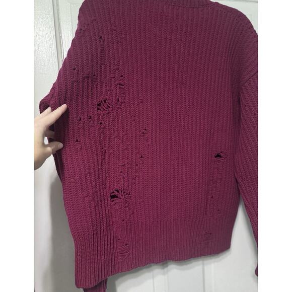 NWT Dsquared2 Ripped Distressed Magenta Wool Sweater Size XS (S-M) Runs BIG - Picture 7 of 13